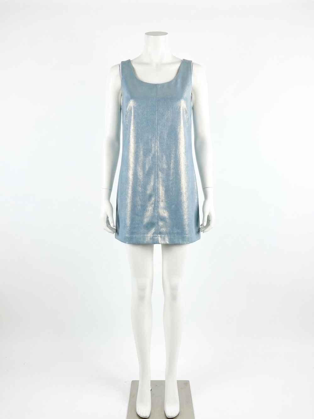NEW GLAM scoop neck metallic dress in blue